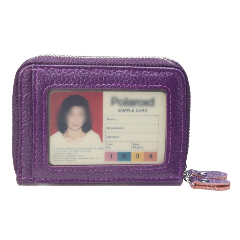 traderplus Women's RFID Blocking Leather Zipper Card Wallet Small Purse Credit Card Case Holder for Mother Day Gift (Purple) - Image 3